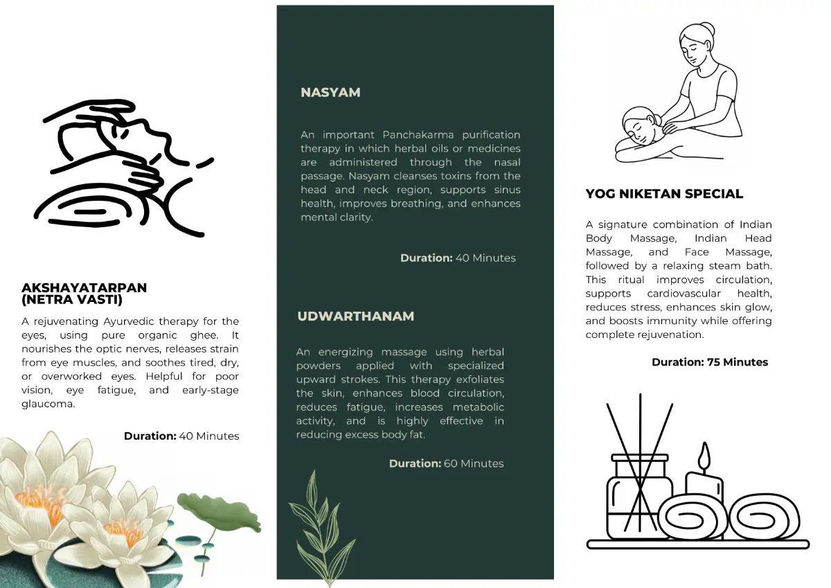 Vedic Wellness Center Menu - Yog Niketan Villa Rishikesh